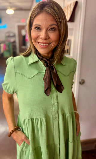 Pistachio Sweetheart Tiered Dress