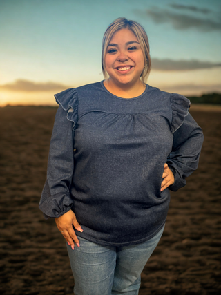 Ruffled Denim Dream Top