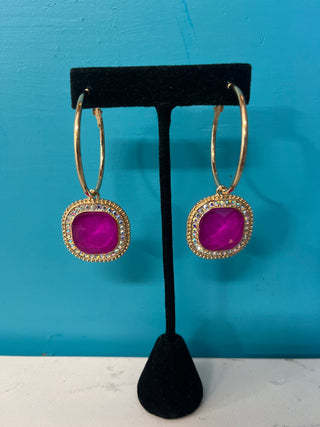 Gold Rhinestone Hoop Earrings