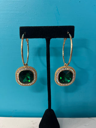 Gold Rhinestone Hoop Earrings