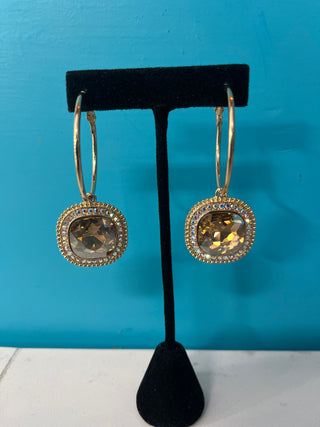 Gold Rhinestone Hoop Earrings
