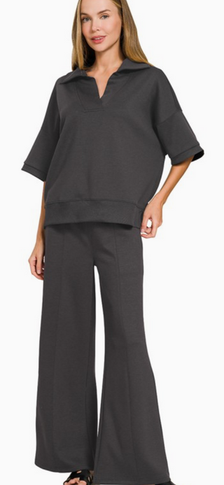 Noir Luxe Scuba Collared Set