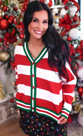 FESTIVE STRIPES KNIT CARDIGAN