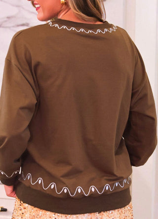 FOIL GINGERBREAD HOUSE PULLOVER