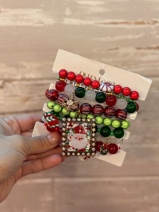 Square Confetti Santa Bracelet Set
