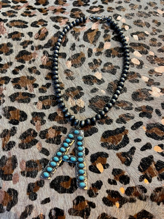 Turquoise Initial Necklace