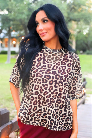 Emma Mesh Tee- Safari Chic