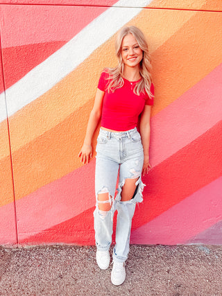 Short Sleeve Crew Neck Crop