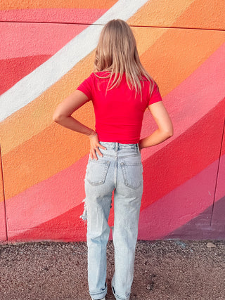 Short Sleeve Crew Neck Crop