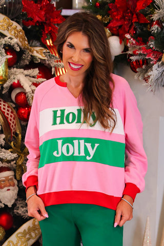 Holly Jolly Color Block Pullover