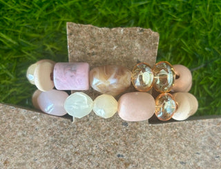 Blush & Champagne Beaded Bracelet Stack