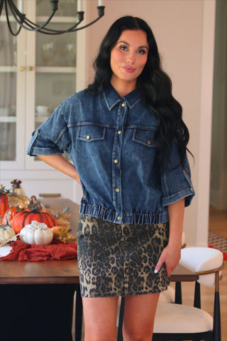 Refined Denim Bomber Jacket- Light Wash