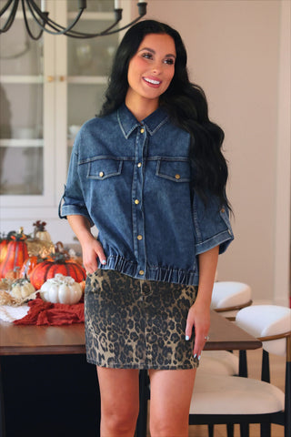 Refined Denim Bomber Jacket- Light Wash