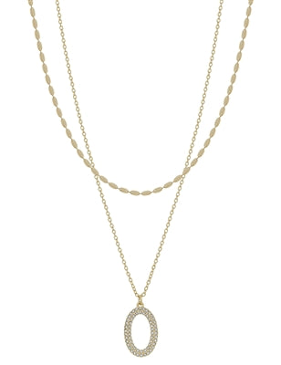 Layered Jewelry with Oval Pendant