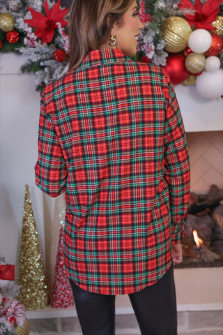 Nina Button Up Tunic- Christmas Plaid