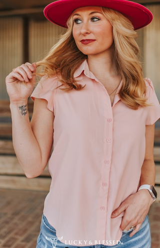 Peachy Keen Button Down Blouse