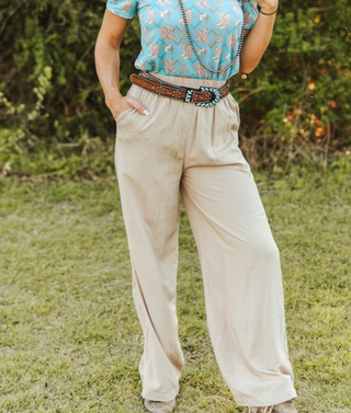 Easy Does it Khaki Wide Leg Pants