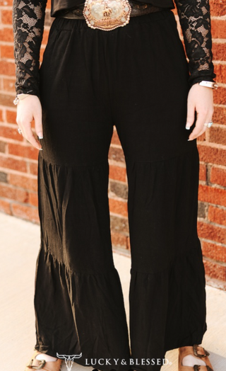 Midnight Ruffle Wide Leg Pants