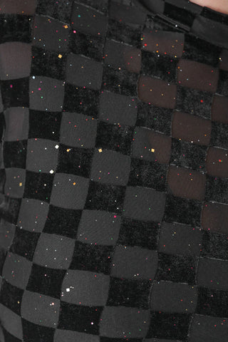 Times Square Velvet Mesh Top