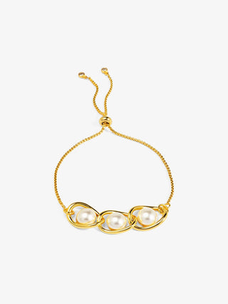 Twisted Orbit Pearl Slider Bracelet