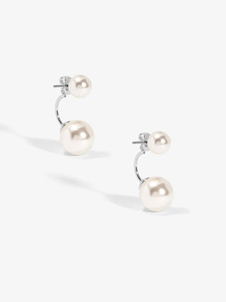 Pearl Ear Jacket Earring - Rhodium