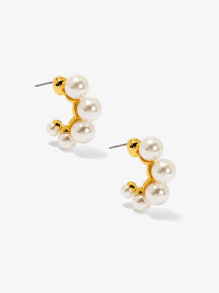 Multi Pearl Hoop Earring - Gold