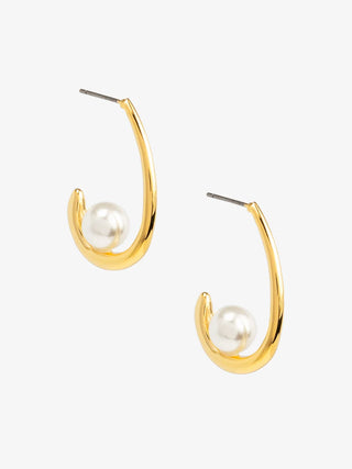 Moon Pearl Drop Earring - Gold