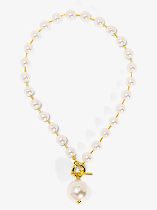 Pearl Beaded Collar Necklace with Tube Spacers