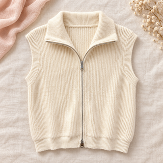 Vanilla Latte Zip-Up Sweater Vest