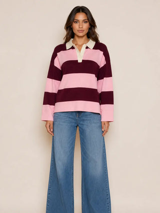 Berry Sweet Striped Polo Top