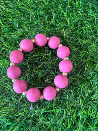 Pretty in Pink Wooden Bead Bracelet