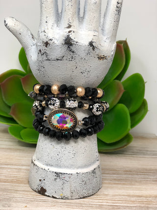 Black Gold & Silver Bracelet Set